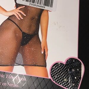 Rhinestone fishnet tube dress